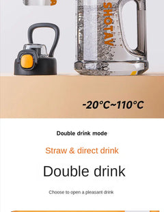 2000ml Heavy Duty Sports Water Bottle with Straw