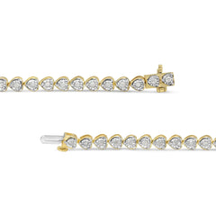 .925 Sterling Silver 1.0 Cttw Miracle Set Diamond Heart-Link 7" Tennis Bracelet (I-J Color, I2-I3 Clarity)