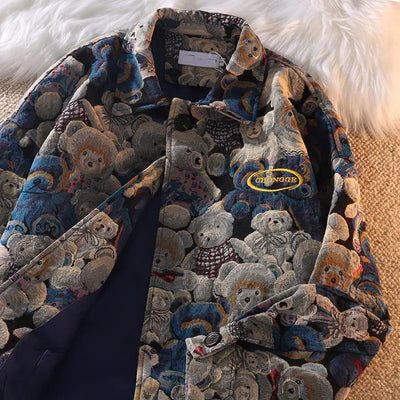 2023 Vintage Cartoon Print Loose Jacket for Couples